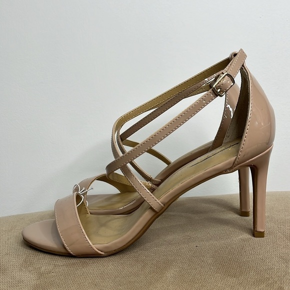 Thalia Sodi Nude Strappy High Heel Pumps Darria Shoes Size 10 Shiny Patent Look - Picture 9 of 14